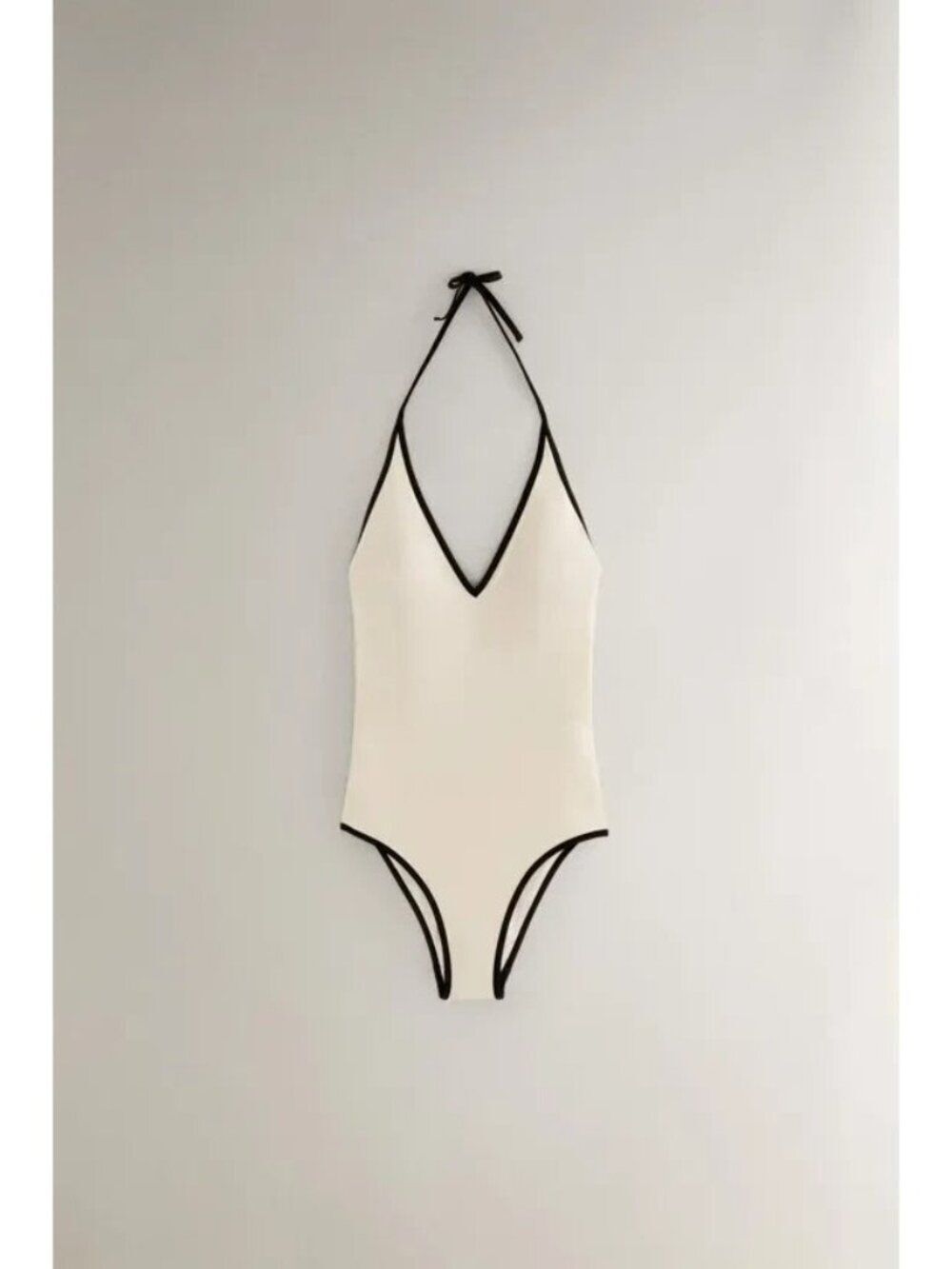 Zara Womens Swimsuit L White Halter Neck Open Back Beach Summer 7170/605 NWT